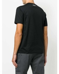 schwarzes bedrucktes T-Shirt mit einem Rundhalsausschnitt von Les Hommes