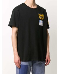 schwarzes bedrucktes T-Shirt mit einem Rundhalsausschnitt von Mr & Mrs Italy