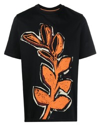 schwarzes bedrucktes T-Shirt mit einem Rundhalsausschnitt von Paul Smith