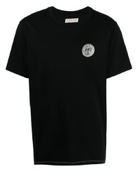 schwarzes bedrucktes T-Shirt mit einem Rundhalsausschnitt von Paura