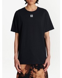 schwarzes bedrucktes T-Shirt mit einem Rundhalsausschnitt von Balmain