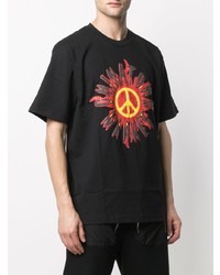 schwarzes bedrucktes T-Shirt mit einem Rundhalsausschnitt von Chinatown Market