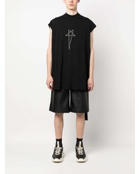 schwarzes bedrucktes T-Shirt mit einem Rundhalsausschnitt von Rick Owens DRKSHDW