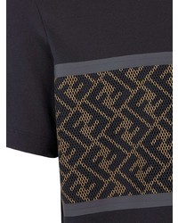 schwarzes bedrucktes T-Shirt mit einem Rundhalsausschnitt von Fendi