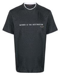 schwarzes bedrucktes T-Shirt mit einem Rundhalsausschnitt von Peserico