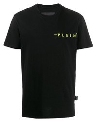 schwarzes bedrucktes T-Shirt mit einem Rundhalsausschnitt von Philipp Plein