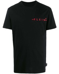 schwarzes bedrucktes T-Shirt mit einem Rundhalsausschnitt von Philipp Plein