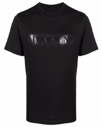 schwarzes bedrucktes T-Shirt mit einem Rundhalsausschnitt von Philipp Plein