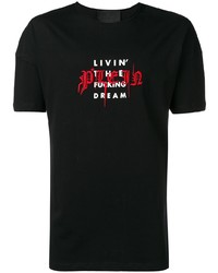 schwarzes bedrucktes T-Shirt mit einem Rundhalsausschnitt von Philipp Plein