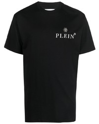 schwarzes bedrucktes T-Shirt mit einem Rundhalsausschnitt von Philipp Plein