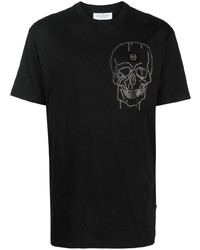 schwarzes bedrucktes T-Shirt mit einem Rundhalsausschnitt von Philipp Plein