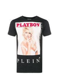 schwarzes bedrucktes T-Shirt mit einem Rundhalsausschnitt von Philipp Plein