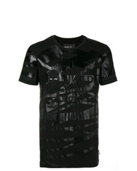 schwarzes bedrucktes T-Shirt mit einem Rundhalsausschnitt von Philipp Plein