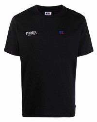 schwarzes bedrucktes T-Shirt mit einem Rundhalsausschnitt von PHOBIA
