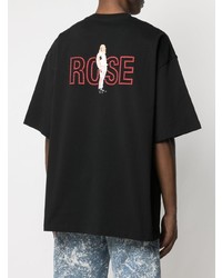 schwarzes bedrucktes T-Shirt mit einem Rundhalsausschnitt von Martine Rose