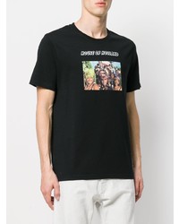 schwarzes bedrucktes T-Shirt mit einem Rundhalsausschnitt von House of Holland