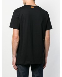 schwarzes bedrucktes T-Shirt mit einem Rundhalsausschnitt von Dust