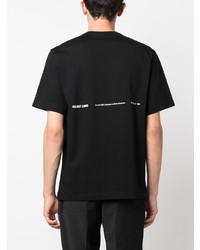 schwarzes bedrucktes T-Shirt mit einem Rundhalsausschnitt von Helmut Lang