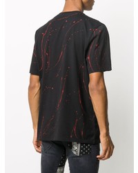 schwarzes bedrucktes T-Shirt mit einem Rundhalsausschnitt von MSGM