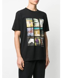 schwarzes bedrucktes T-Shirt mit einem Rundhalsausschnitt von Marcelo Burlon County of Milan