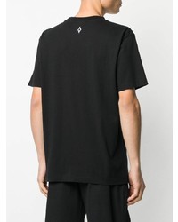 schwarzes bedrucktes T-Shirt mit einem Rundhalsausschnitt von Marcelo Burlon County of Milan