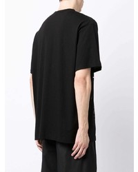 schwarzes bedrucktes T-Shirt mit einem Rundhalsausschnitt von Yohji Yamamoto