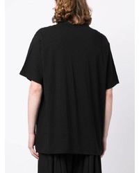 schwarzes bedrucktes T-Shirt mit einem Rundhalsausschnitt von Yohji Yamamoto