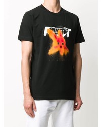 schwarzes bedrucktes T-Shirt mit einem Rundhalsausschnitt von Off-White