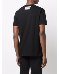 schwarzes bedrucktes T-Shirt mit einem Rundhalsausschnitt von Just Cavalli