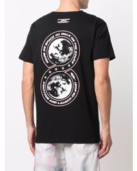 schwarzes bedrucktes T-Shirt mit einem Rundhalsausschnitt von Enterprise Japan