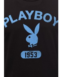 schwarzes bedrucktes T-Shirt mit einem Rundhalsausschnitt von Playboy