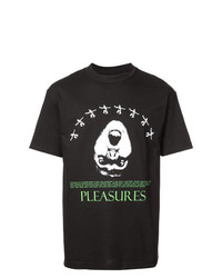 schwarzes bedrucktes T-Shirt mit einem Rundhalsausschnitt von Pleasures