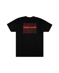 schwarzes bedrucktes T-Shirt mit einem Rundhalsausschnitt von Stadium Goods