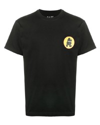 schwarzes bedrucktes T-Shirt mit einem Rundhalsausschnitt von Poggys Box