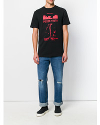 schwarzes bedrucktes T-Shirt mit einem Rundhalsausschnitt von McQ Alexander McQueen