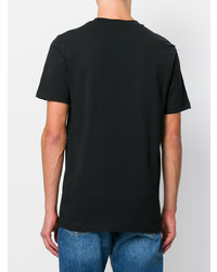 schwarzes bedrucktes T-Shirt mit einem Rundhalsausschnitt von McQ Alexander McQueen