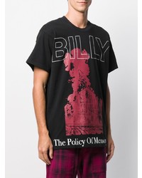 schwarzes bedrucktes T-Shirt mit einem Rundhalsausschnitt von Billy Los Angeles