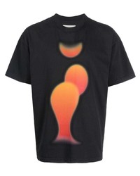 schwarzes bedrucktes T-Shirt mit einem Rundhalsausschnitt von POLITE WORLDWIDE