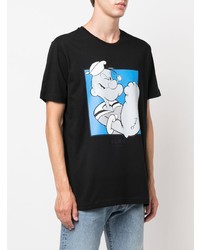 schwarzes bedrucktes T-Shirt mit einem Rundhalsausschnitt von Iceberg