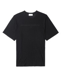 schwarzes bedrucktes T-Shirt mit einem Rundhalsausschnitt von Post Archive Faction
