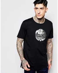 schwarzes bedrucktes T-Shirt mit einem Rundhalsausschnitt von Pretty Green