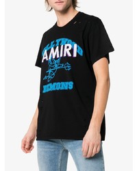 schwarzes bedrucktes T-Shirt mit einem Rundhalsausschnitt von Amiri