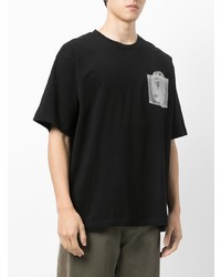 schwarzes bedrucktes T-Shirt mit einem Rundhalsausschnitt von A Bathing Ape