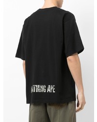 schwarzes bedrucktes T-Shirt mit einem Rundhalsausschnitt von A Bathing Ape