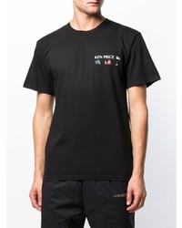 schwarzes bedrucktes T-Shirt mit einem Rundhalsausschnitt von Stussy