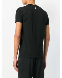 schwarzes bedrucktes T-Shirt mit einem Rundhalsausschnitt von Marcelo Burlon County of Milan