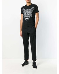 schwarzes bedrucktes T-Shirt mit einem Rundhalsausschnitt von Marcelo Burlon County of Milan