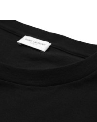 schwarzes bedrucktes T-Shirt mit einem Rundhalsausschnitt von Saint Laurent