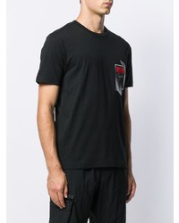 schwarzes bedrucktes T-Shirt mit einem Rundhalsausschnitt von Les Hommes Urban