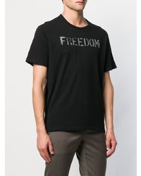 schwarzes bedrucktes T-Shirt mit einem Rundhalsausschnitt von John Varvatos Star USA